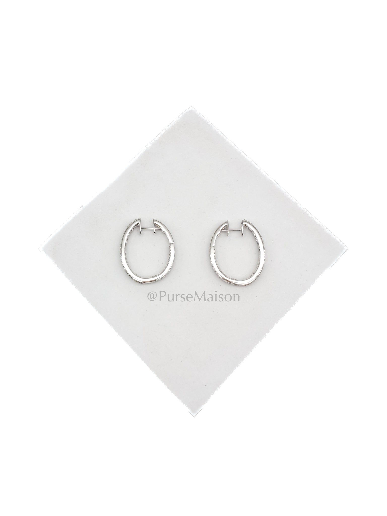 Baguette and Small Round Diamond 14k White God Setting Natural Diamond Approx 2.1cts (color h/i) Earrings | Purse Maison Luxury Bags Shop