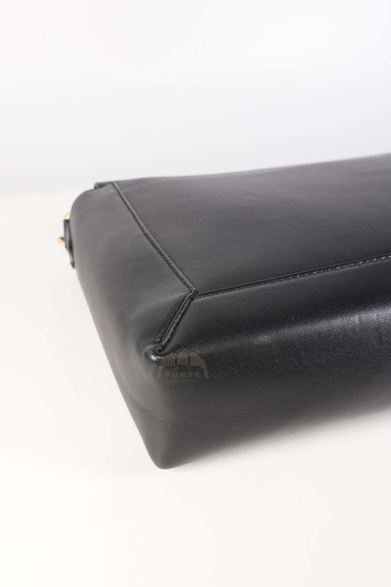 Baguette Maxi Nappa Wide Stitch Black Shoulder Bag | Purse Maison Luxury Bags Shop