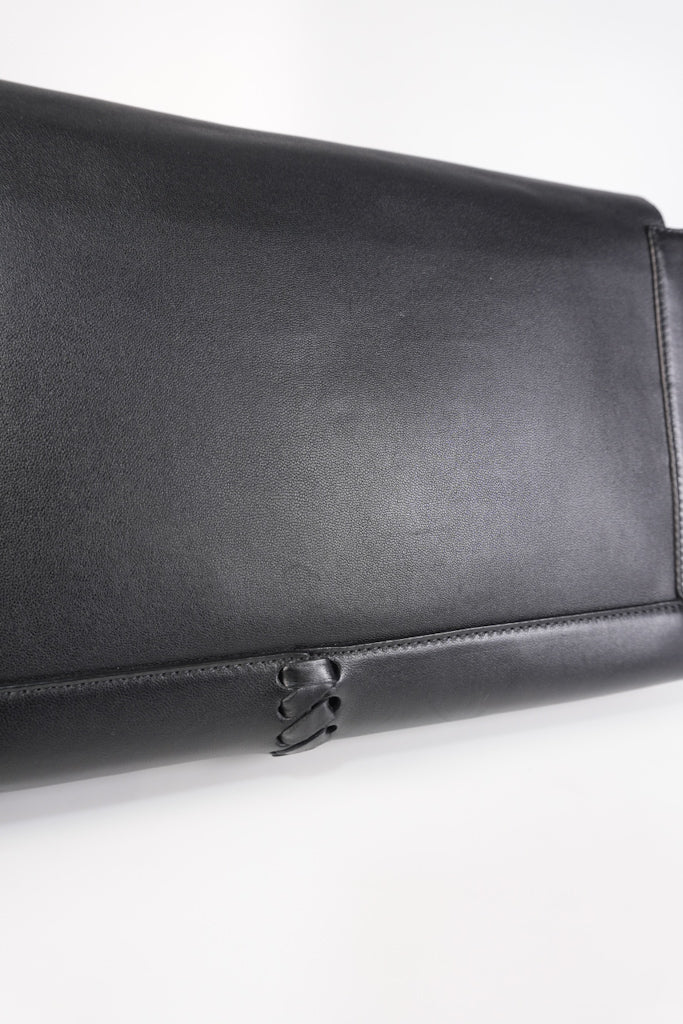 Baguette Maxi Nappa Wide Stitch Black Shoulder Bag | Purse Maison Luxury Bags Shop