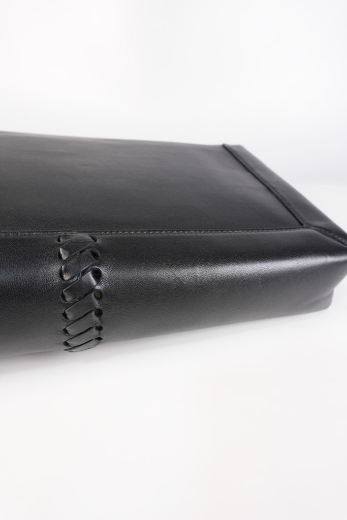 Baguette Maxi Nappa Wide Stitch Black Shoulder Bag | Purse Maison Luxury Bags Shop