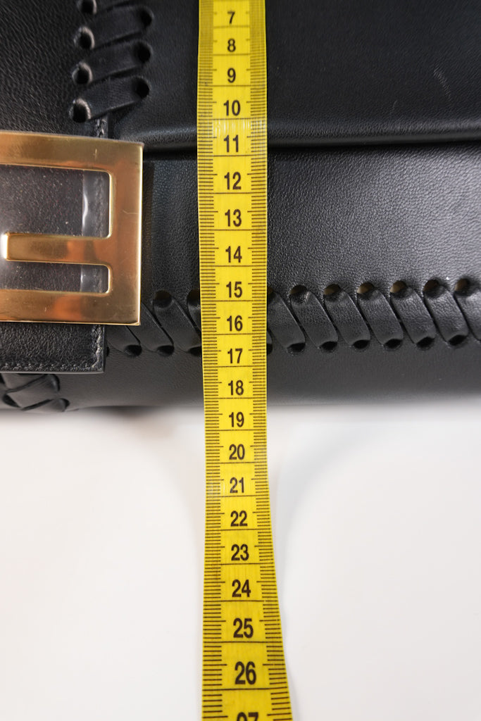 Baguette Maxi Nappa Wide Stitch Black Shoulder Bag | Purse Maison Luxury Bags Shop