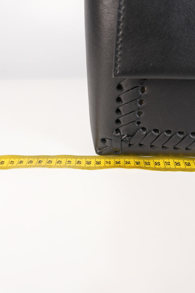 Baguette Maxi Nappa Wide Stitch Black Shoulder Bag | Purse Maison Luxury Bags Shop