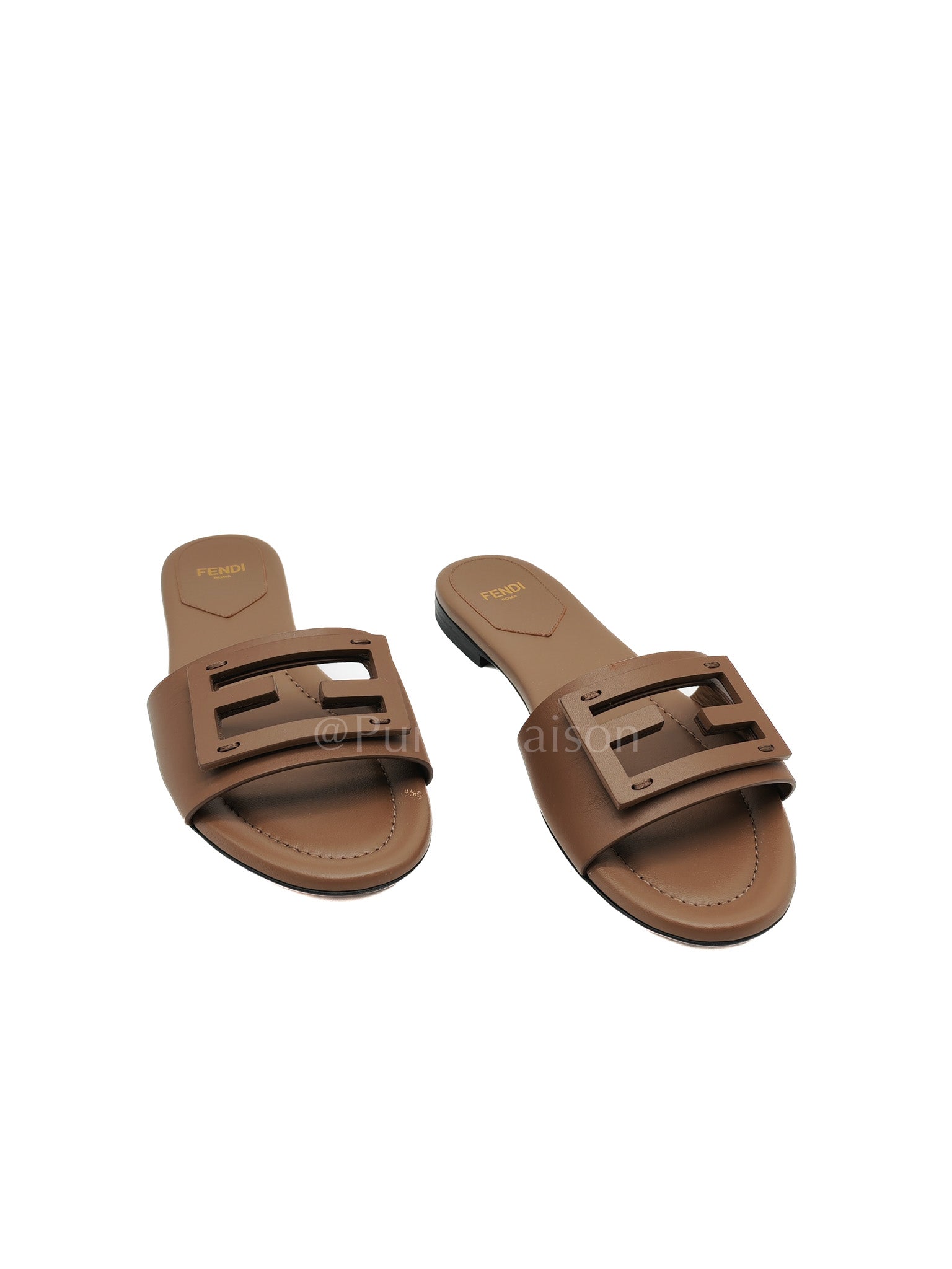 Baguette Slides in Brown Leather Size 37 EU (24 cm) | Purse Maison Luxury Bags Shop