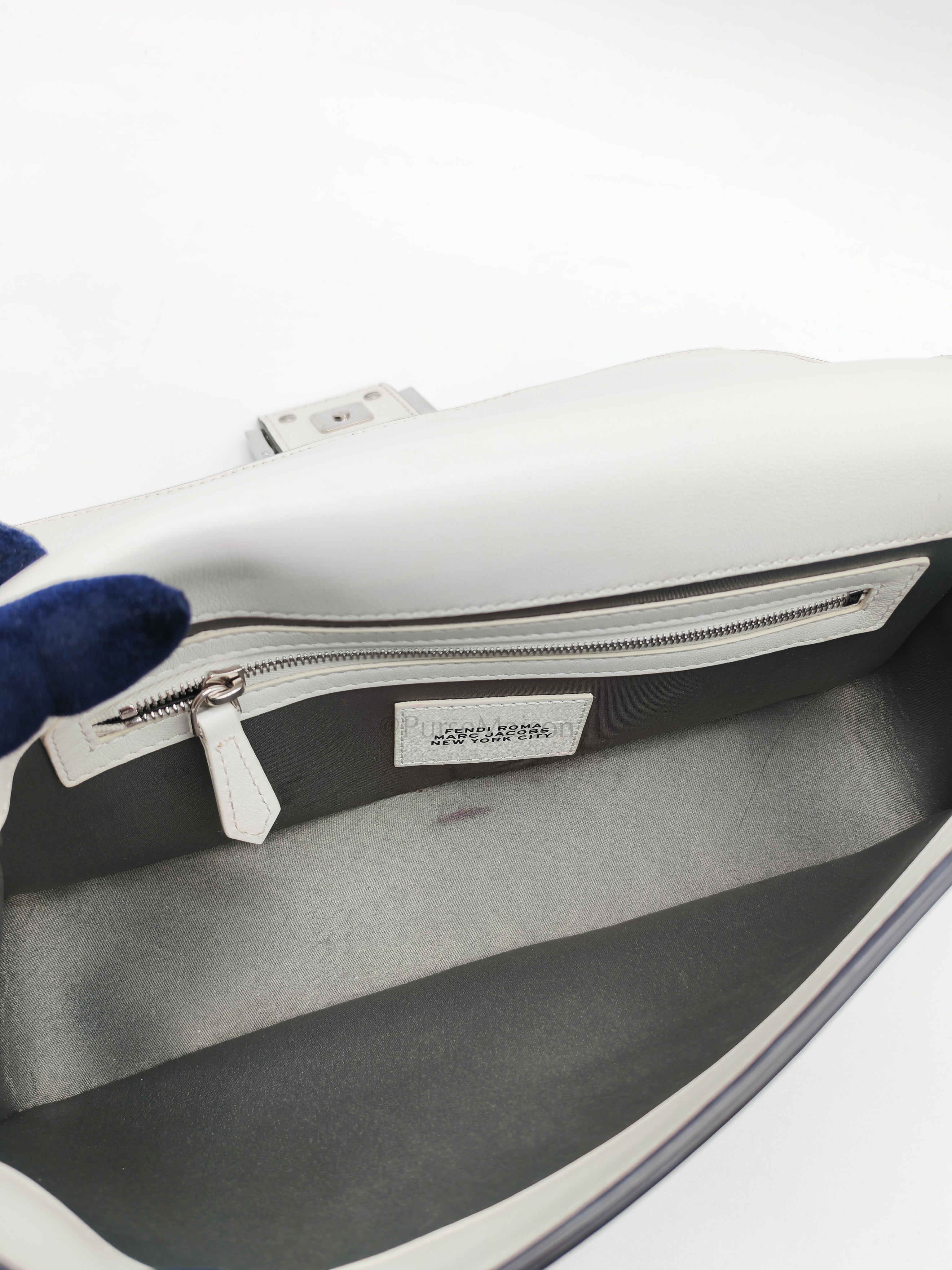Baguette Vitello Nappa Leather in White Shoulder Bag | Purse Maison Luxury Bags Shop