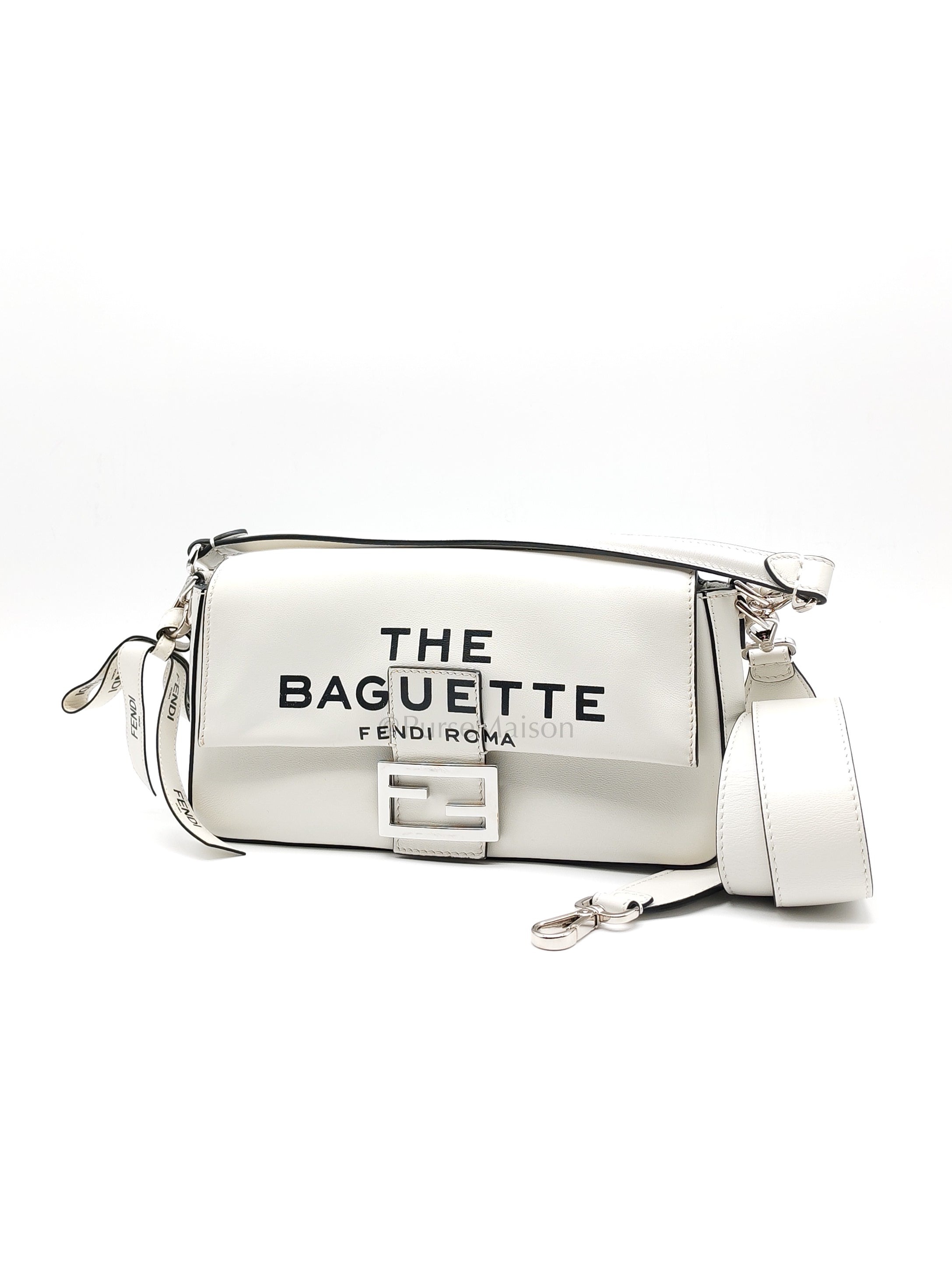 Baguette Vitello Nappa Leather in White Shoulder Bag | Purse Maison Luxury Bags Shop
