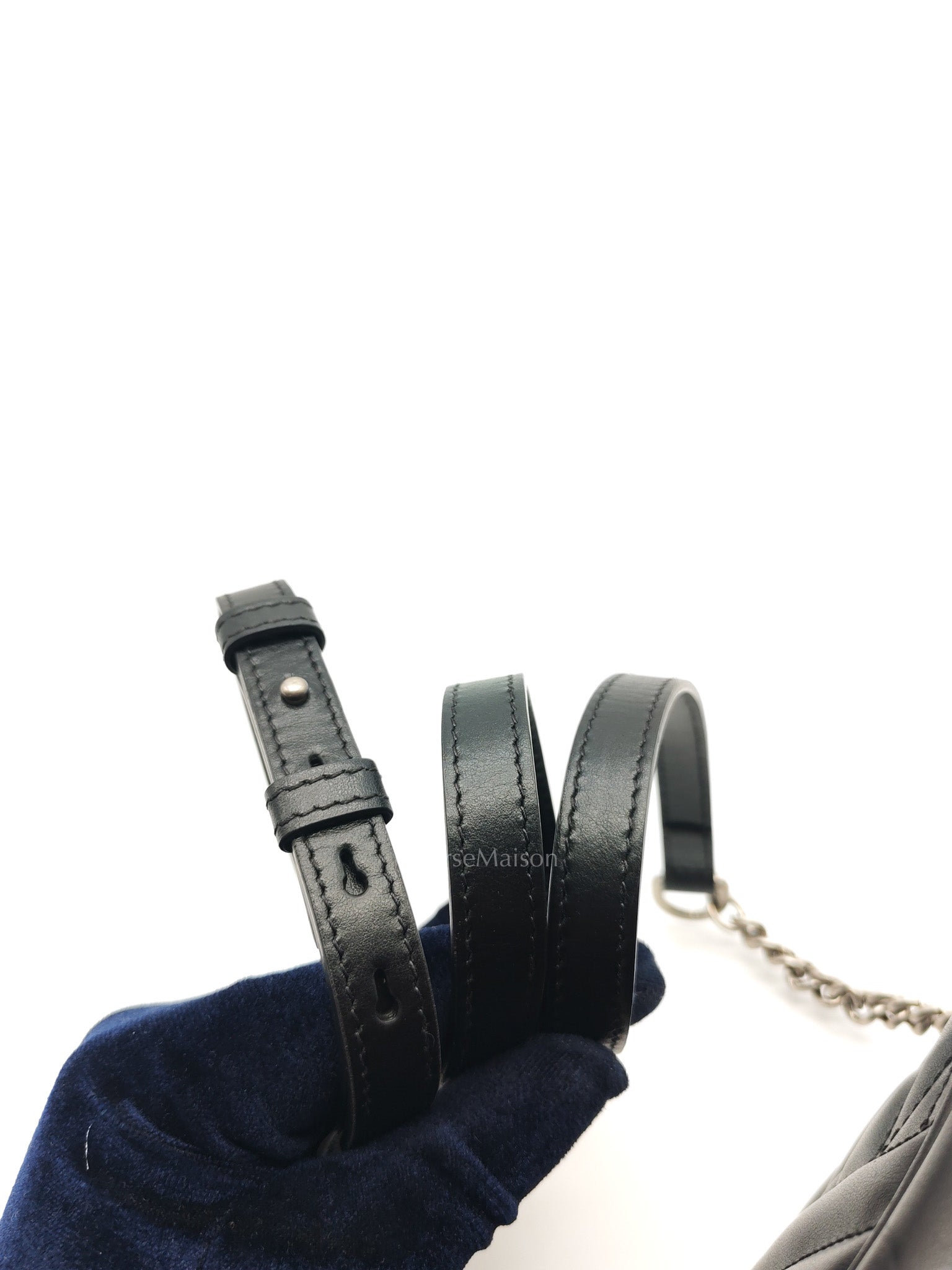 GG Marmont Mini Camera Bag in Black Quilted Matelasse Leather and Silver Hardware