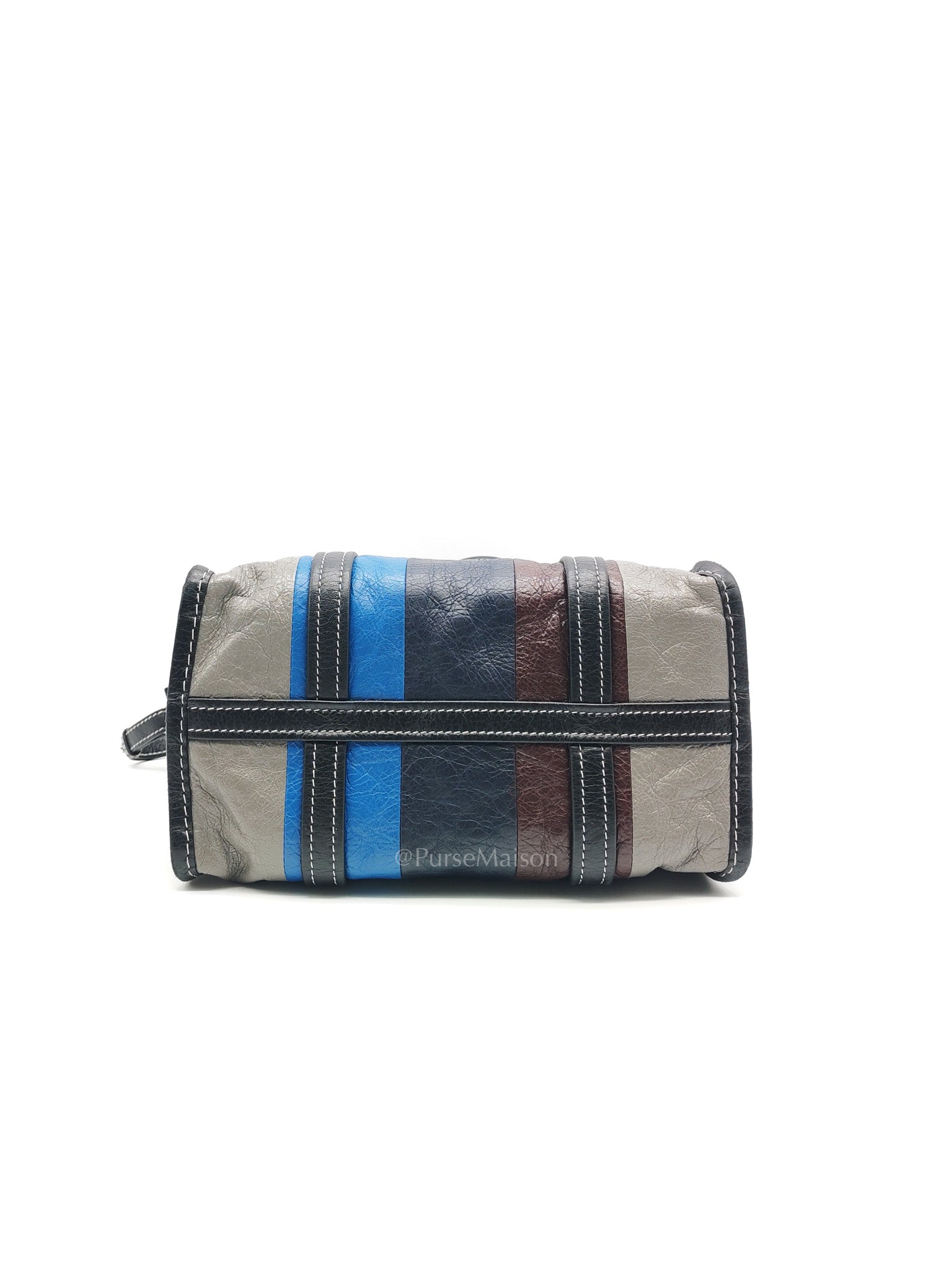 Bazar Shopper Satchel in Multicolor Striped Lambskin Leather and Silver Hardware | Purse Maison Luxury Bags Shop