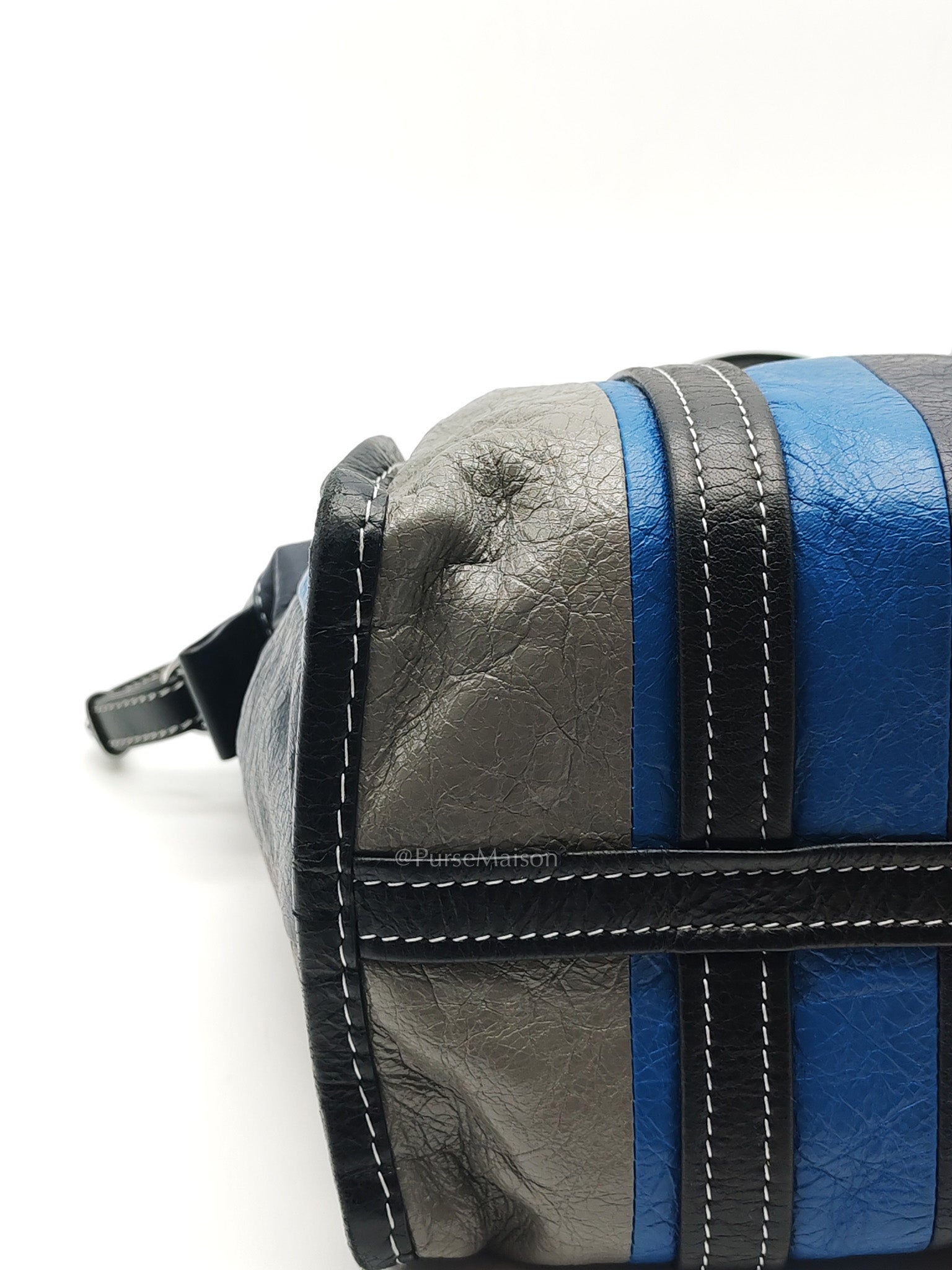 Bazar Shopper Satchel in Multicolor Striped Lambskin Leather and Silver Hardware | Purse Maison Luxury Bags Shop