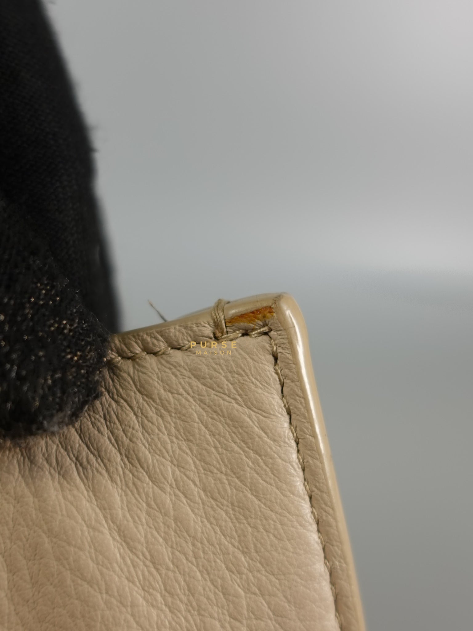Beige Leather Papier Small Zip Around Tote | Purse Maison Luxury Bags Shop