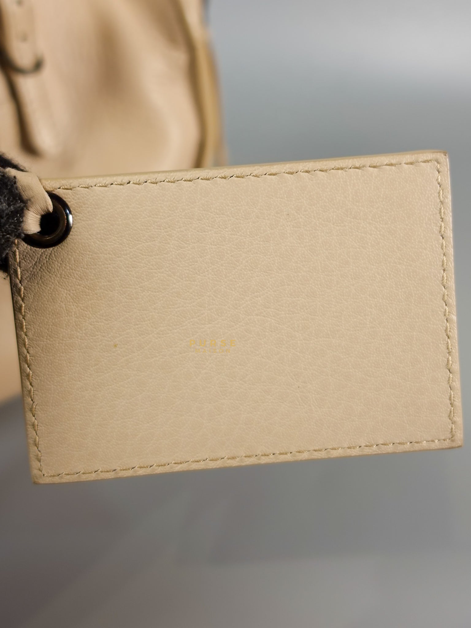 Beige Leather Papier Small Zip Around Tote | Purse Maison Luxury Bags Shop