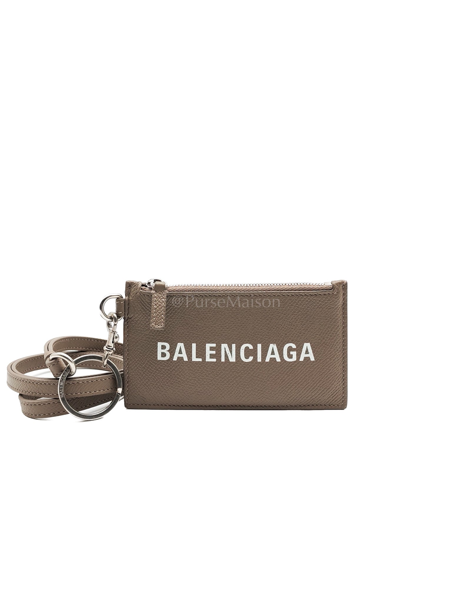 Cash Card Holder and Lanyard in Grained Calfskin Leather | Purse Maison Luxury Bags Shop