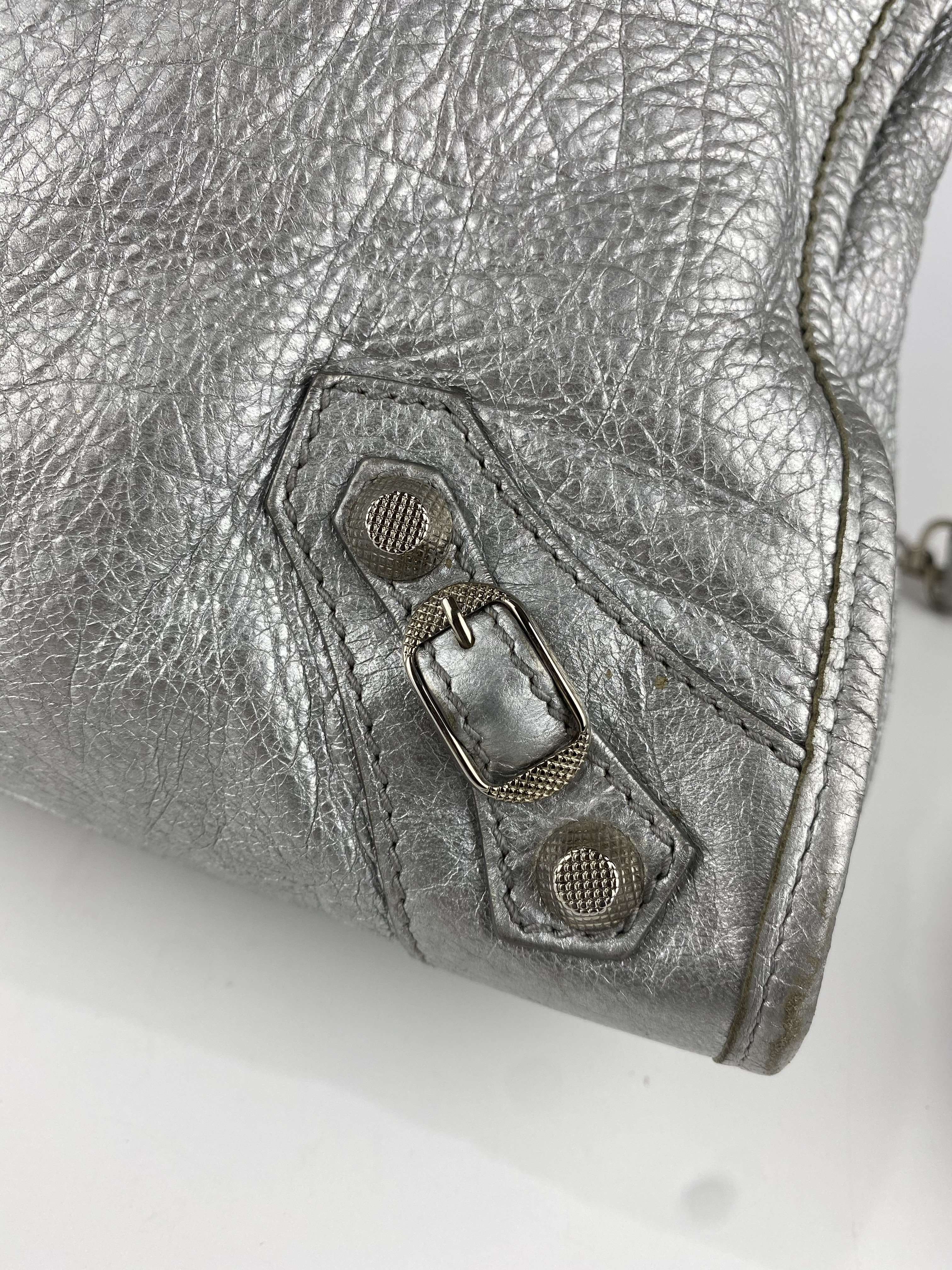 Balenciaga City Lambskin Metallic silver giant12 hardware