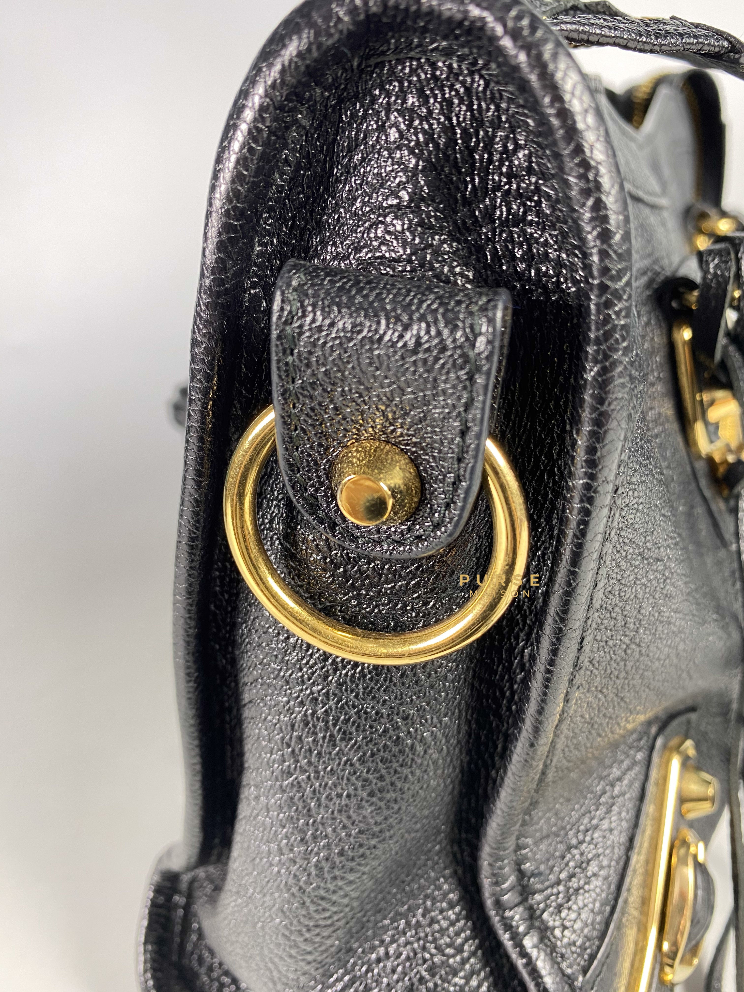 Balenciaga City Metallic Edge Small Black Leather and Gold Hardware | Purse Maison Luxury Bags Shop