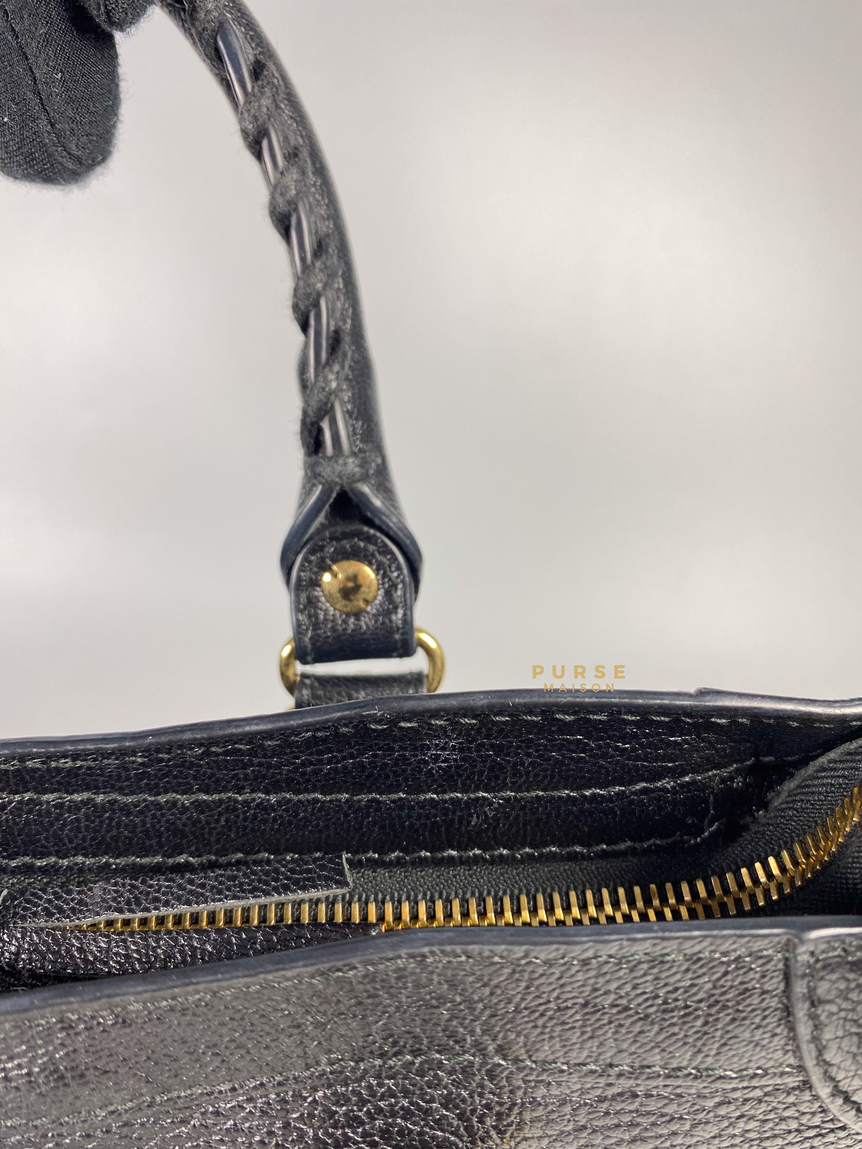 Balenciaga City Metallic Edge Small Black Leather and Gold Hardware | Purse Maison Luxury Bags Shop