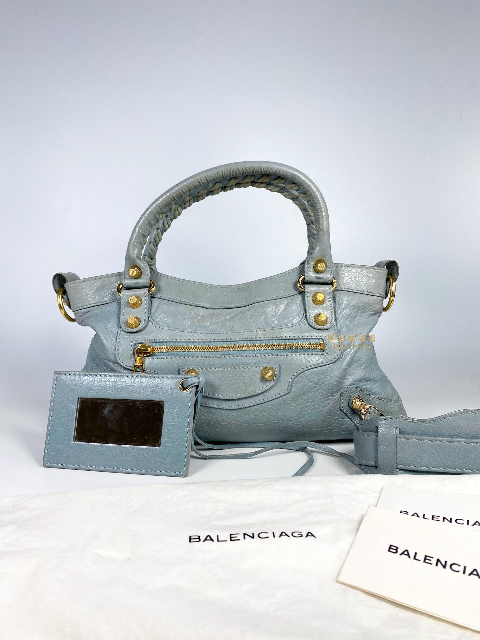 Balenciaga Light Blue Leather Mini Classic City Bag at 1stDibs