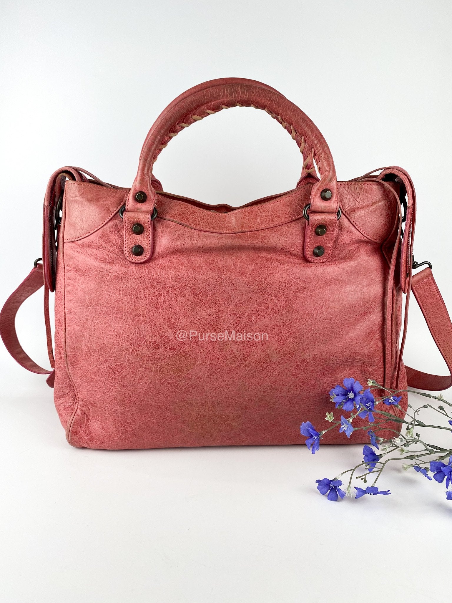 Balenciaga Classic Lambskin Velo Rose Giant Shoulder Bag