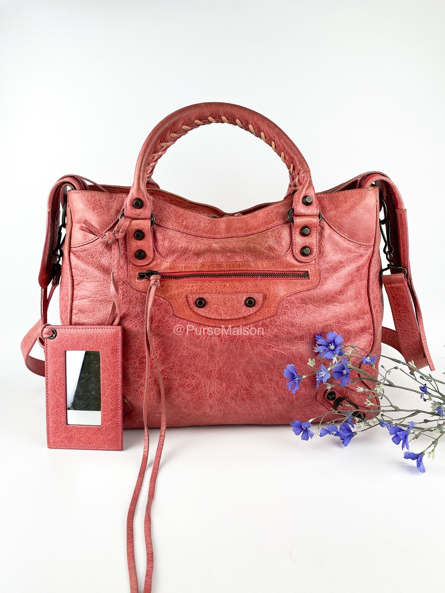 Balenciaga Classic Lambskin Velo Rose Giant Shoulder Bag