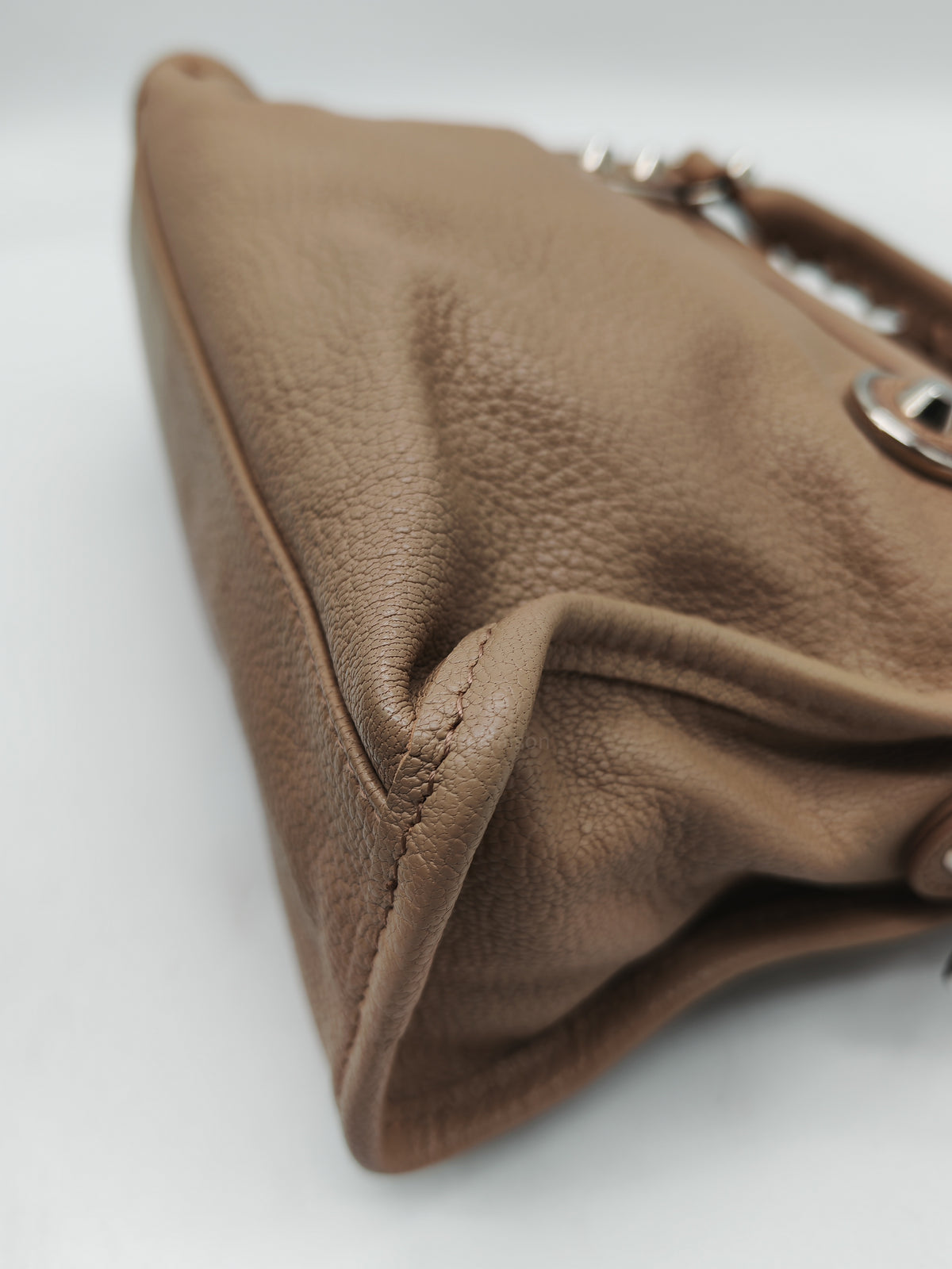 Balenciaga Classic Metallic Edge City Bag in Camel And Silver Hardware | Purse Maison Luxury Bags Shop