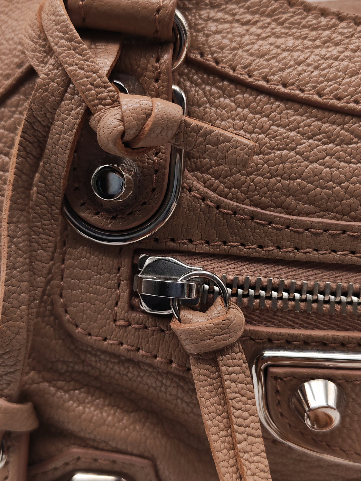 Balenciaga Classic Metallic Edge City Bag in Camel And Silver Hardware | Purse Maison Luxury Bags Shop