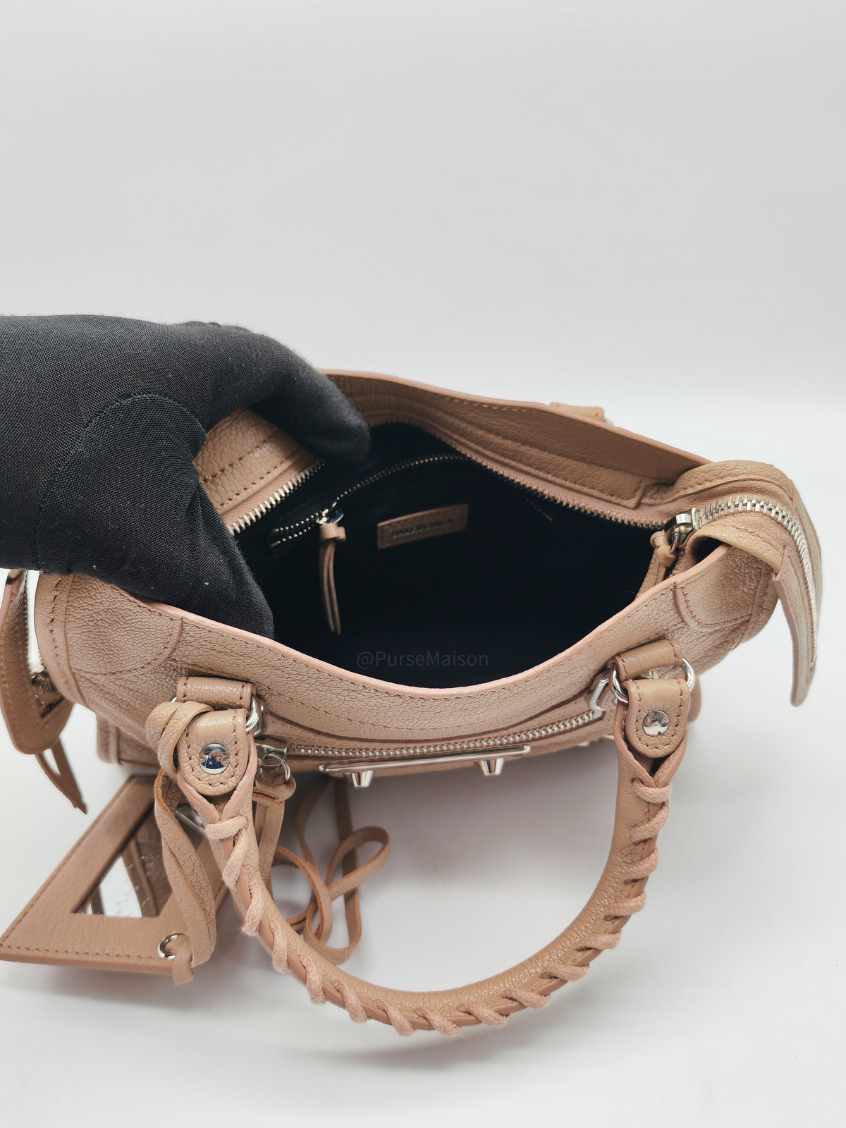 Balenciaga Classic Metallic Edge City Bag in Camel And Silver Hardware | Purse Maison Luxury Bags Shop