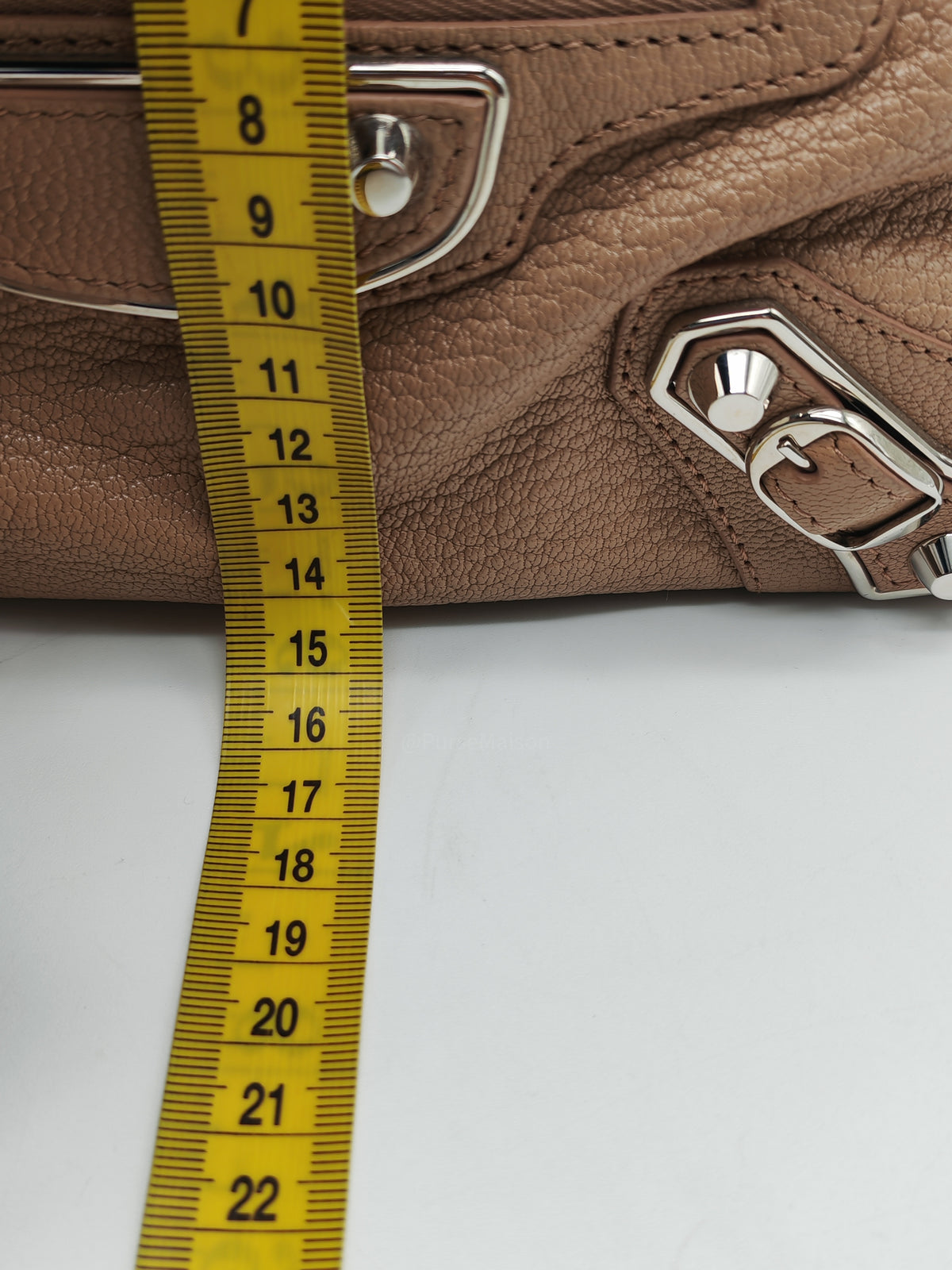 Balenciaga Classic Metallic Edge City Bag in Camel And Silver Hardware | Purse Maison Luxury Bags Shop