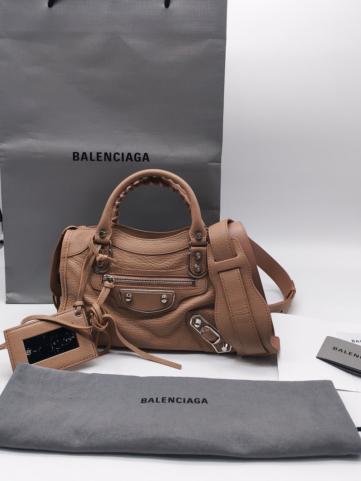 Balenciaga Classic Metallic Edge City Bag in Camel And Silver Hardware | Purse Maison Luxury Bags Shop