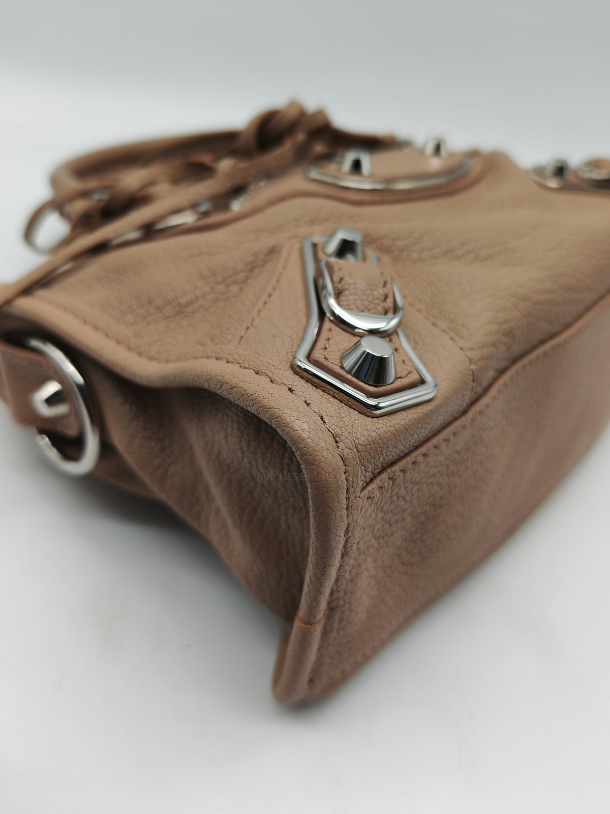 Balenciaga Classic Metallic Edge City Bag in Camel And Silver Hardware | Purse Maison Luxury Bags Shop