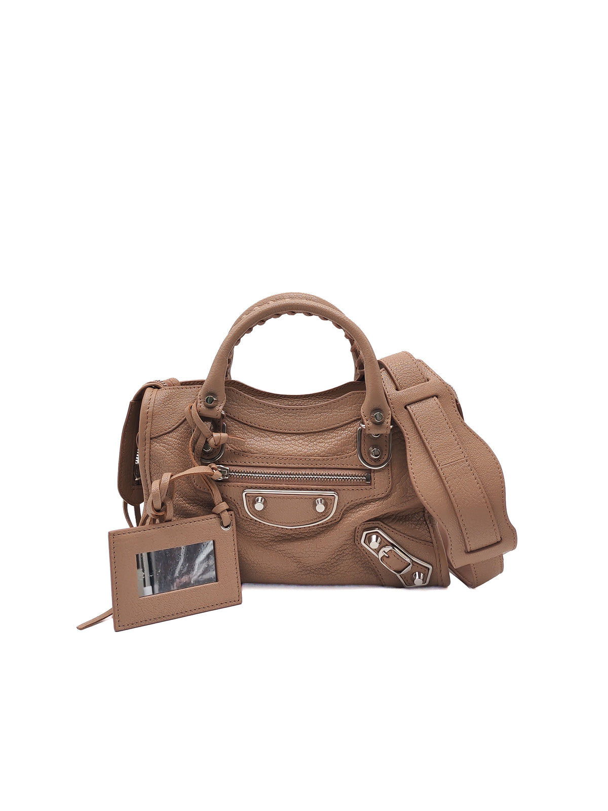Balenciaga Classic Metallic Edge City Bag in Camel And Silver Hardware | Purse Maison Luxury Bags Shop