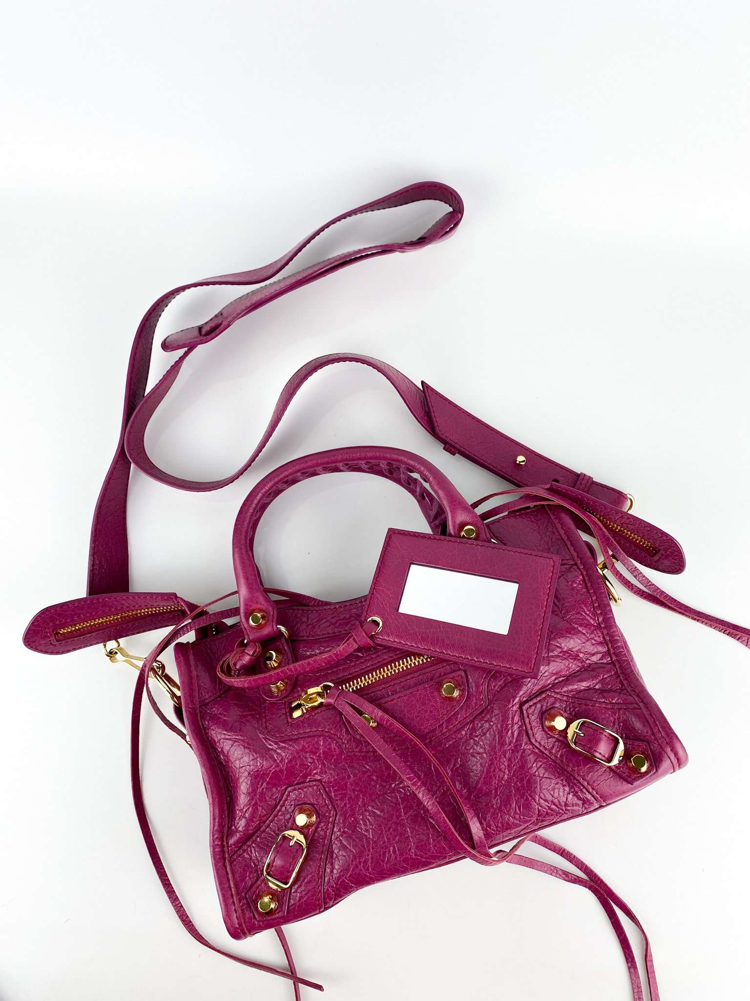 Balenciaga Classic Mini City Fuchsia Lambskin Gold hardware