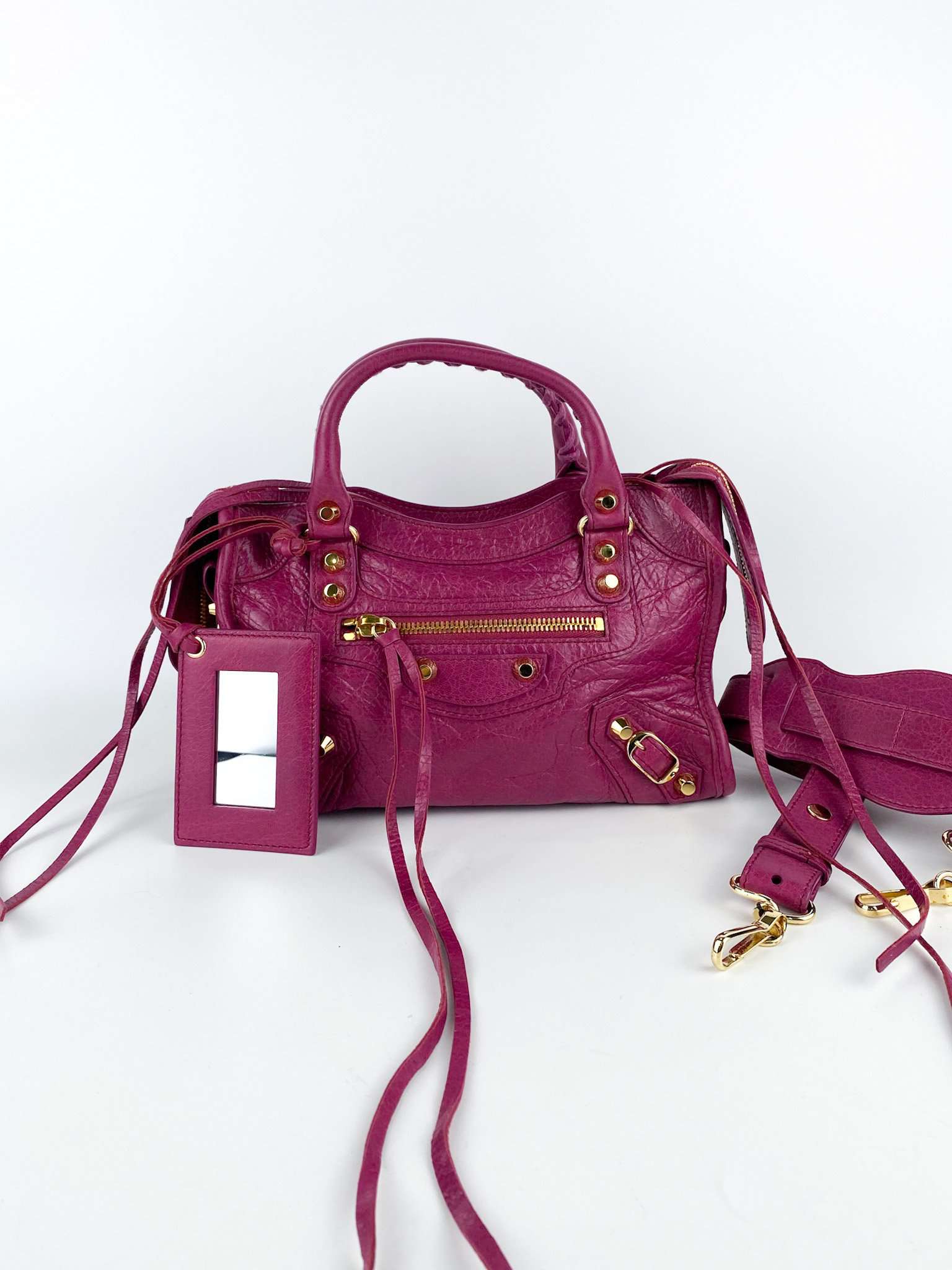 Balenciaga Classic Mini City Fuchsia Lambskin Gold hardware