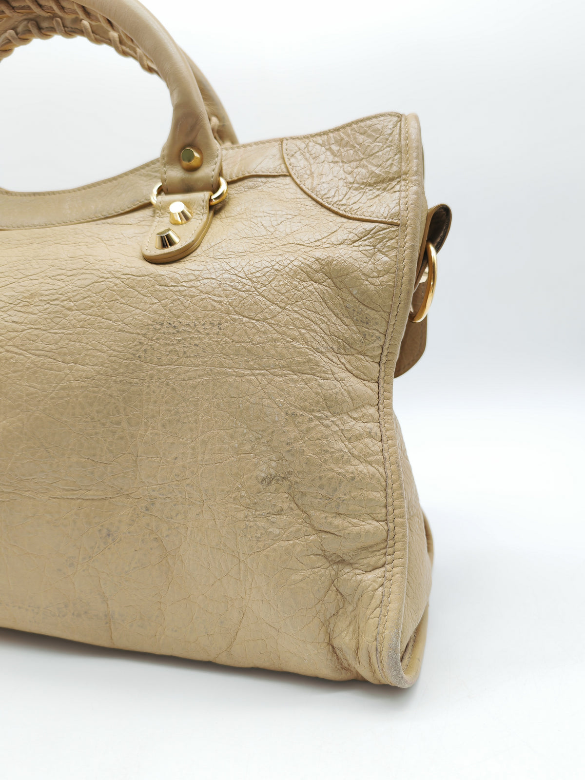 Balenciaga Giant 12 City Bag in Beige Distressed Lambskin Leather and Gold Hardware | Purse Maison Luxury Bags Shop
