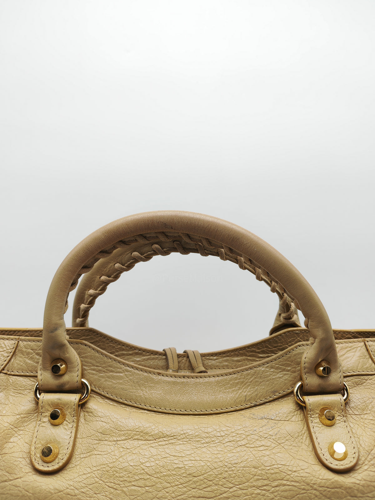 Balenciaga Giant 12 City Bag in Beige Distressed Lambskin Leather and Gold Hardware | Purse Maison Luxury Bags Shop