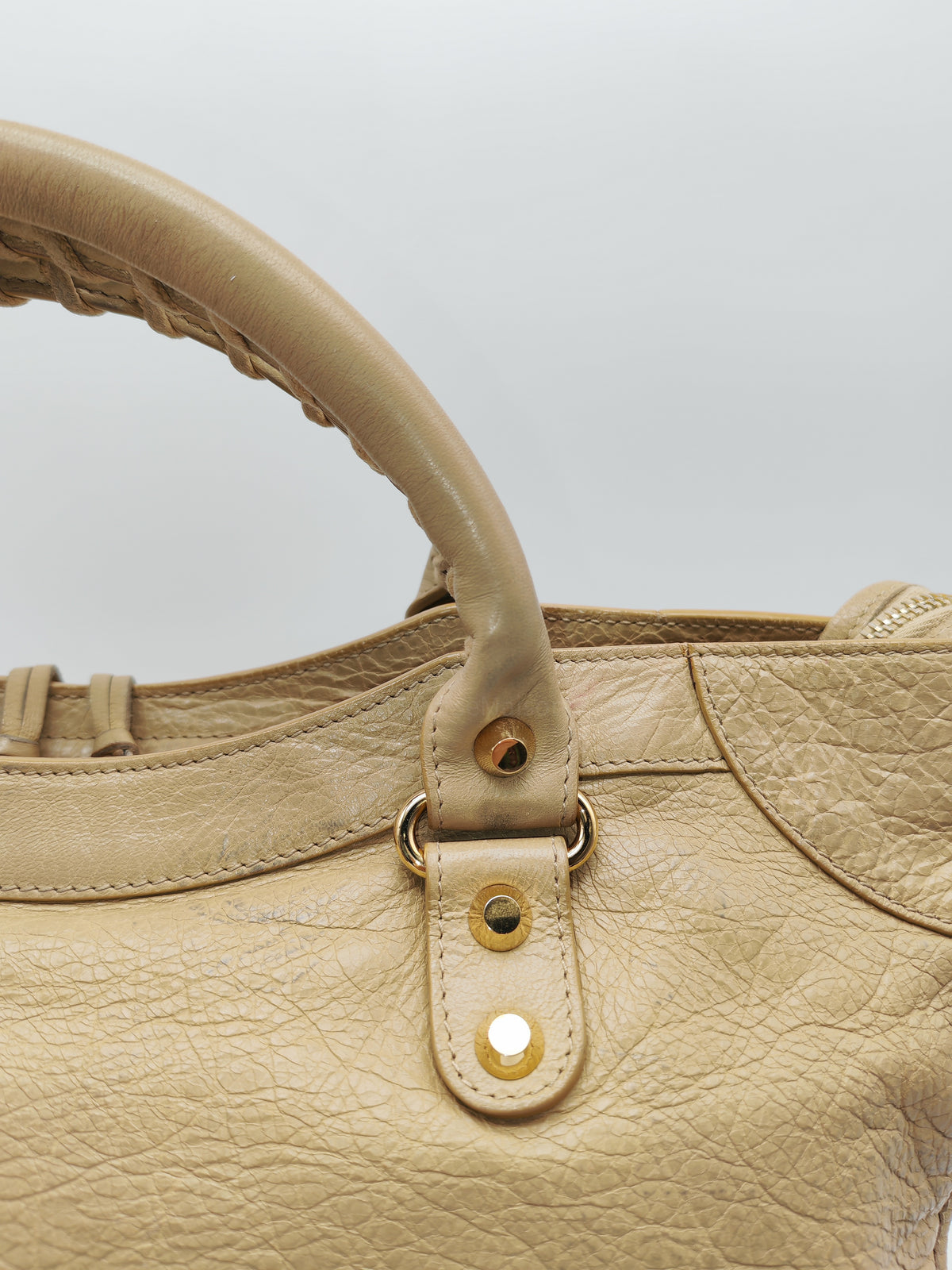 Balenciaga Giant 12 City Bag in Beige Distressed Lambskin Leather and Gold Hardware | Purse Maison Luxury Bags Shop