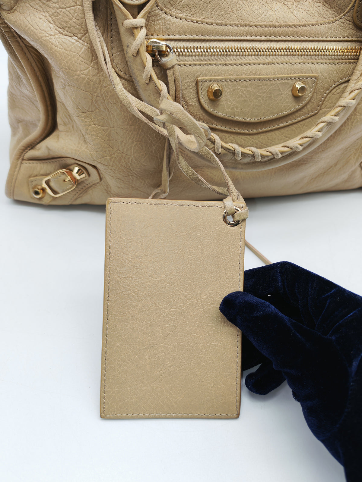 Balenciaga Giant 12 City Bag in Beige Distressed Lambskin Leather and Gold Hardware | Purse Maison Luxury Bags Shop