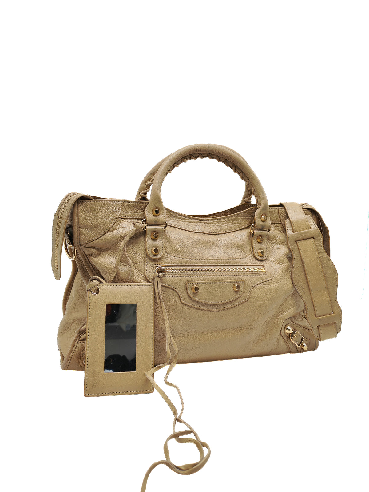 Balenciaga Giant 12 City Bag in Beige Distressed Lambskin Leather and Gold Hardware | Purse Maison Luxury Bags Shop