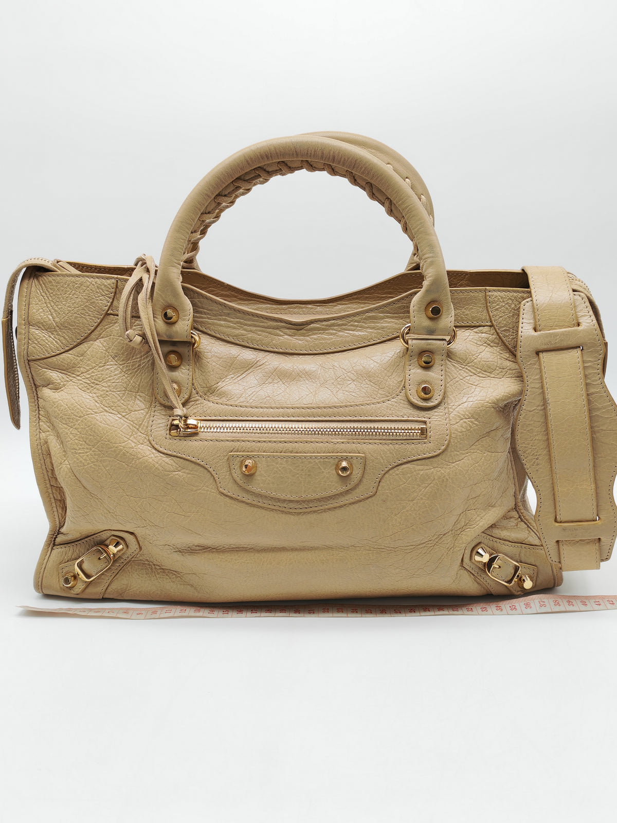 Balenciaga Giant 12 City Bag in Beige Distressed Lambskin Leather and Gold Hardware | Purse Maison Luxury Bags Shop