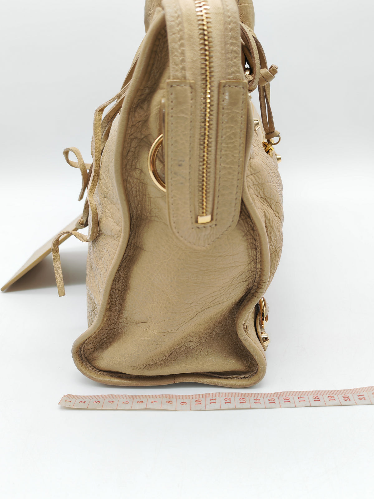 Balenciaga Giant 12 City Bag in Beige Distressed Lambskin Leather and Gold Hardware | Purse Maison Luxury Bags Shop