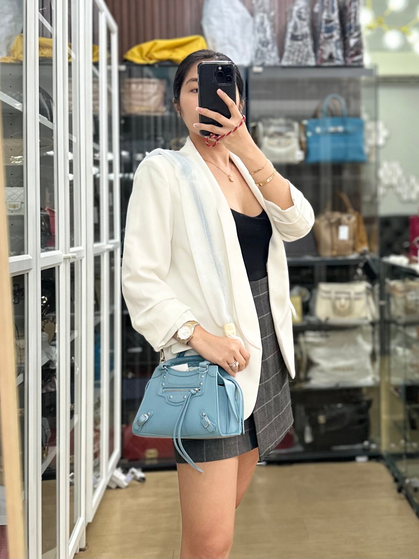 Classic silver mini city top balenciaga