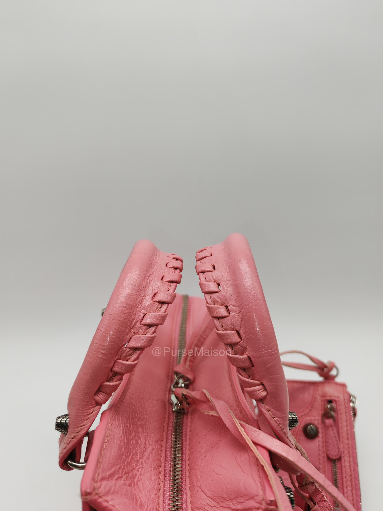 Balenciaga Neo Cagole Small in Sweet Pink Arena Lambskin Leather and Silver Hardware | Purse Maison Luxury Bags Shop