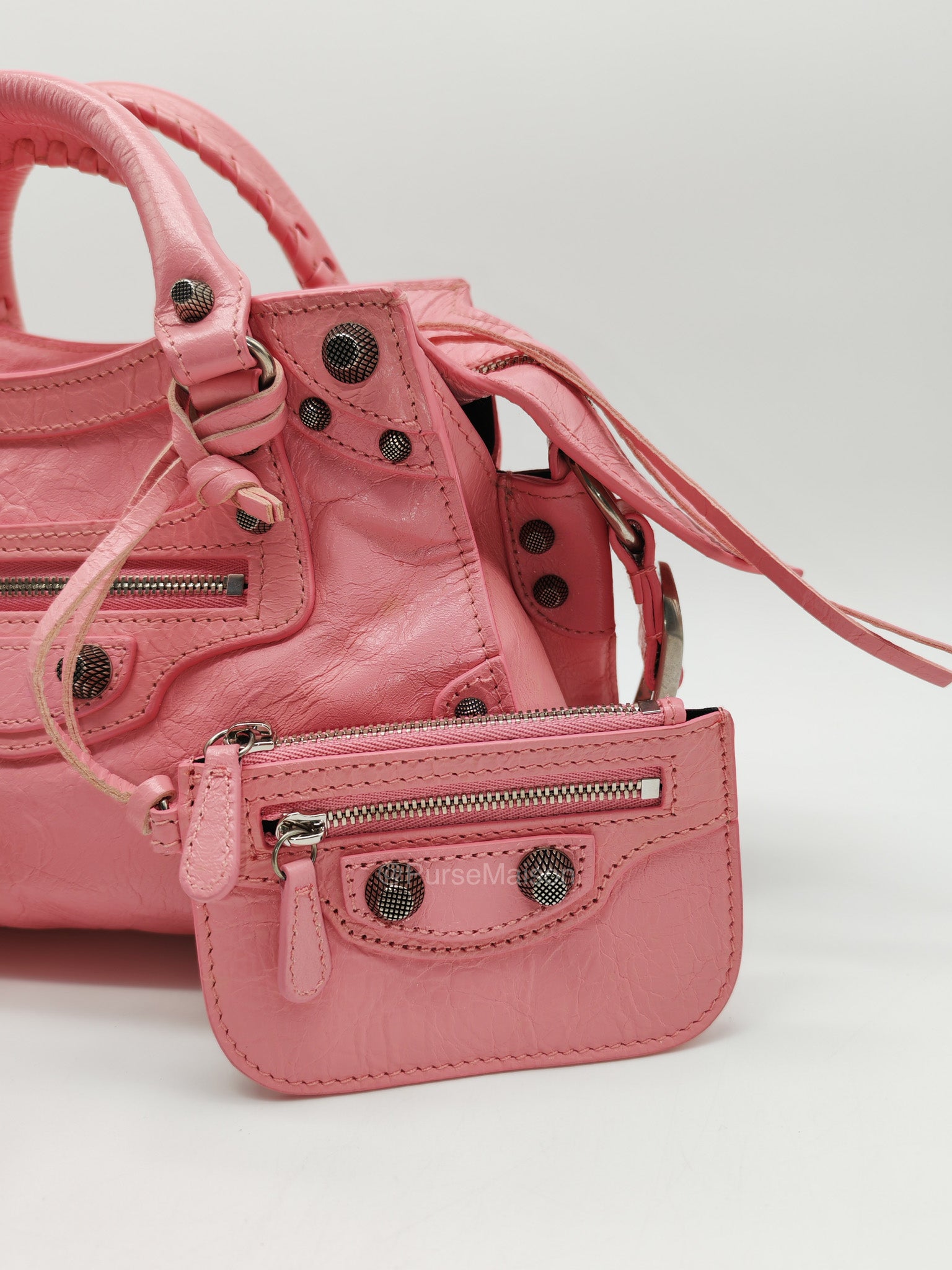 Balenciaga Neo Cagole Small in Sweet Pink Arena Lambskin Leather and Silver Hardware | Purse Maison Luxury Bags Shop
