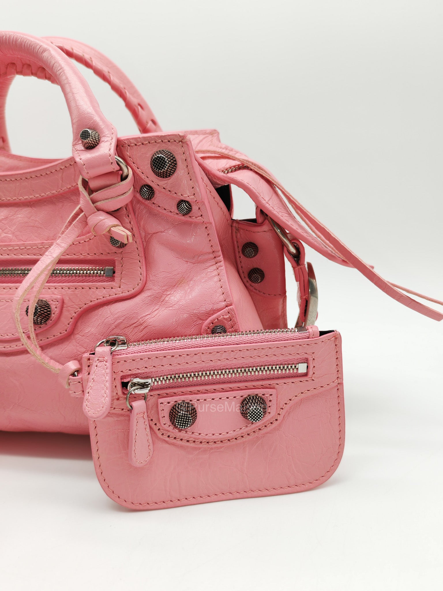 Balenciaga Neo Cagole Small in Sweet Pink Arena Lambskin Leather and Silver Hardware | Purse Maison Luxury Bags Shop