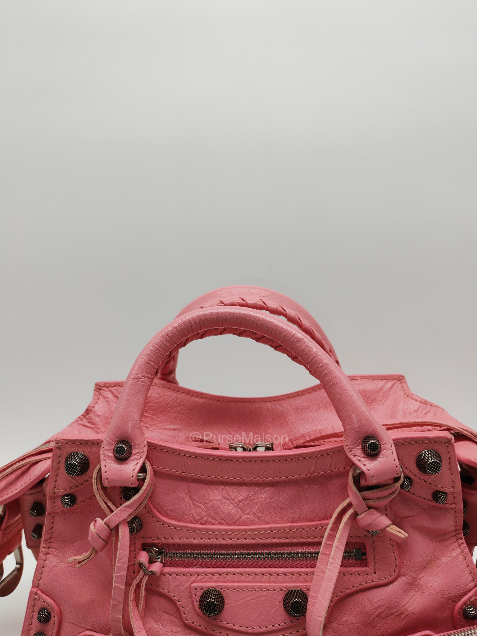Balenciaga Neo Cagole Small in Sweet Pink Arena Lambskin Leather and Silver Hardware | Purse Maison Luxury Bags Shop