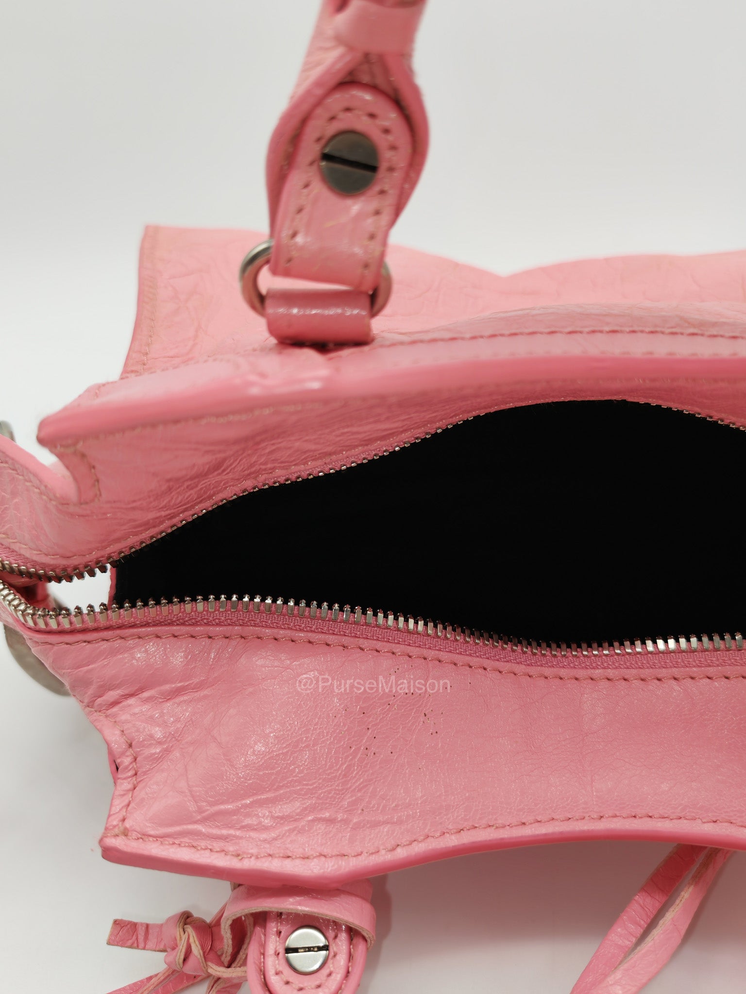 Balenciaga Neo Cagole Small in Sweet Pink Arena Lambskin Leather and Silver Hardware | Purse Maison Luxury Bags Shop