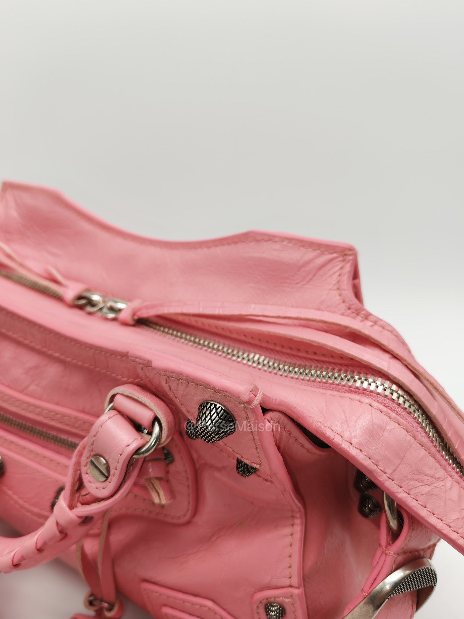 Balenciaga Neo Cagole Small in Sweet Pink Arena Lambskin Leather and Silver Hardware | Purse Maison Luxury Bags Shop