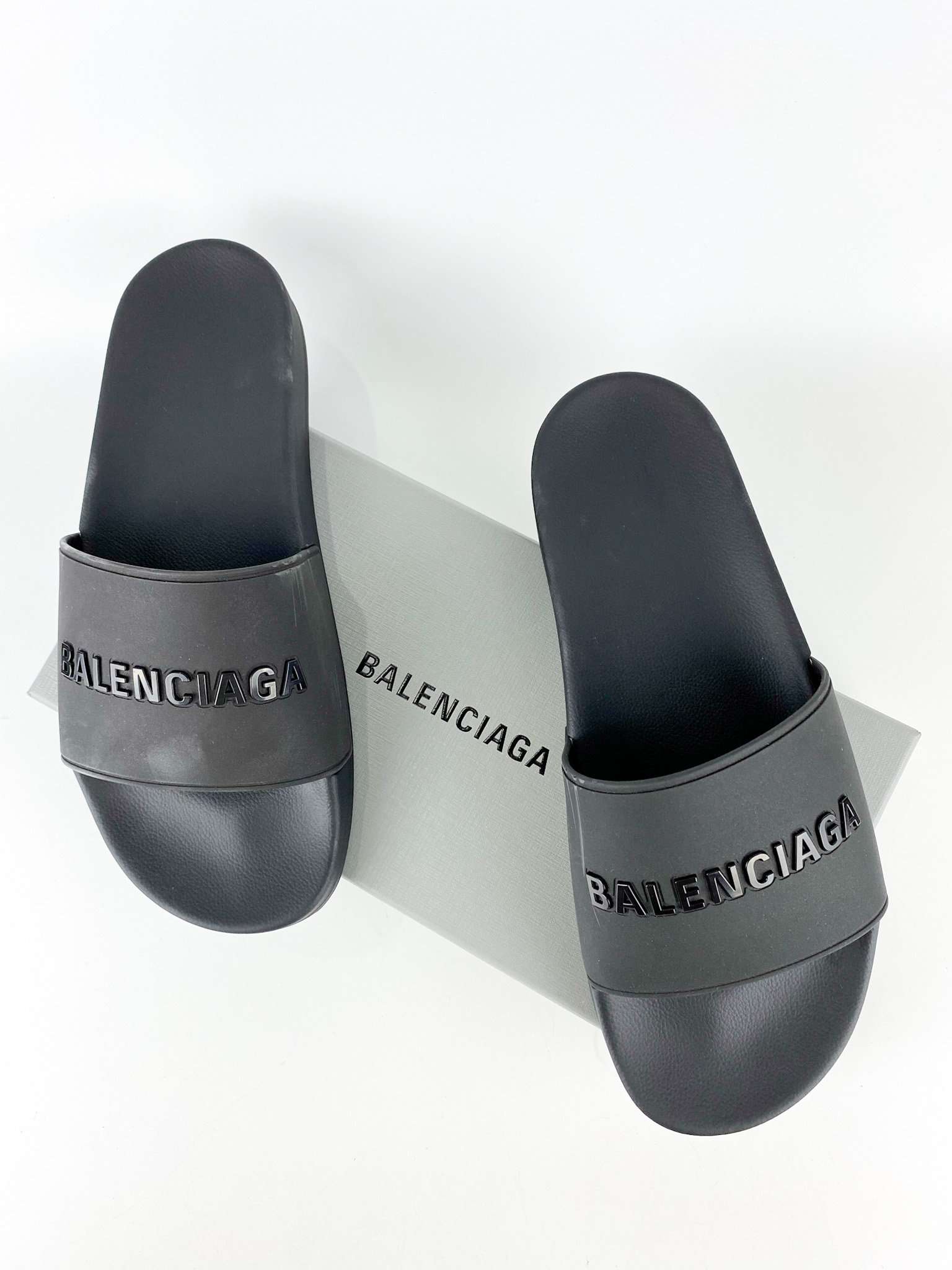 Balenciaga Pool Slide Rubber with Shiny Logo for Men (Size 43 EUR)