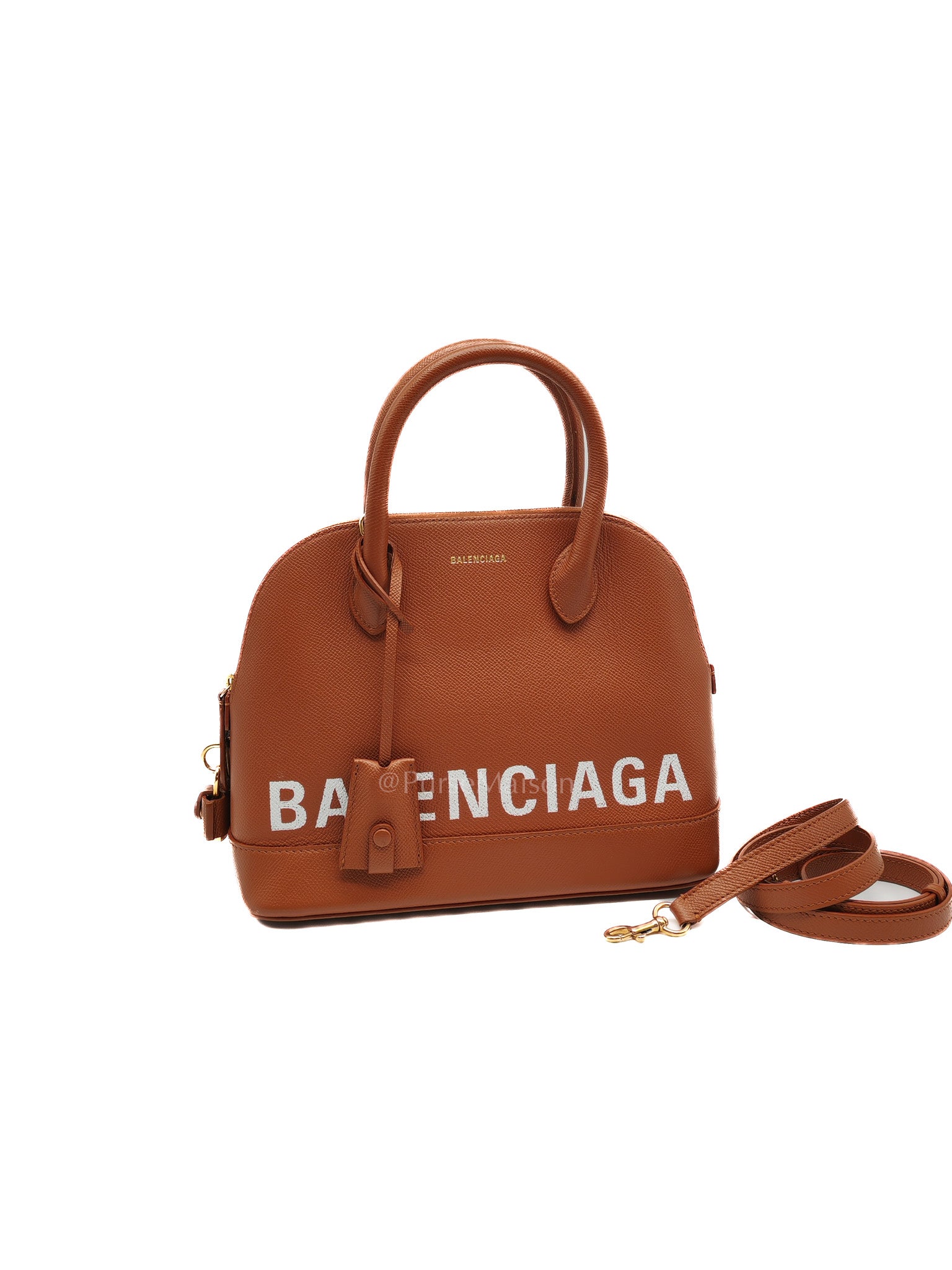 Balenciaga Ville Top Handle Bag in Brown Grained Calfskin Leather and Gold Hardware | Purse Maison Luxury Bags Shop