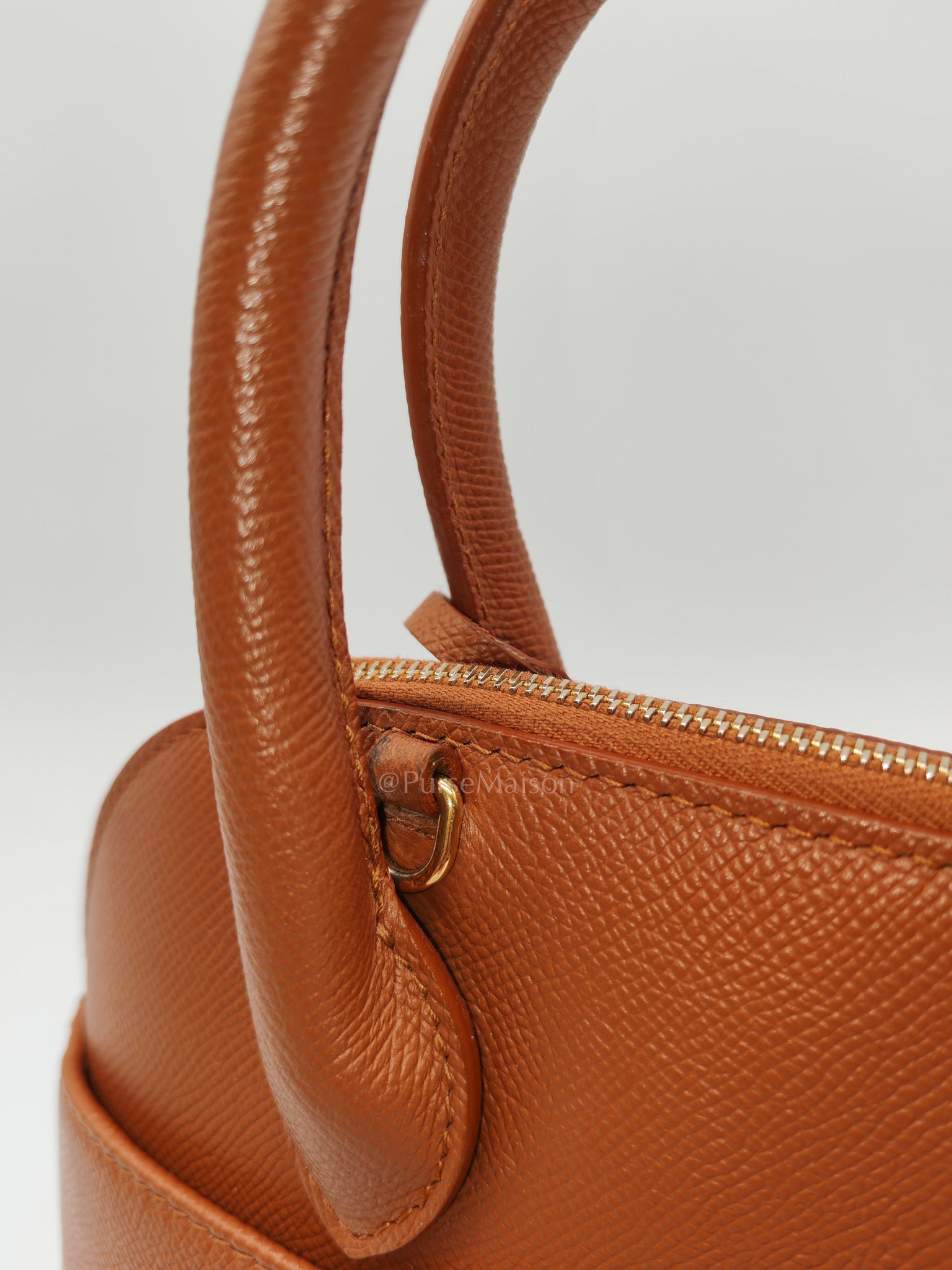 Balenciaga Ville Top Handle Bag in Brown Grained Calfskin Leather and Gold Hardware | Purse Maison Luxury Bags Shop