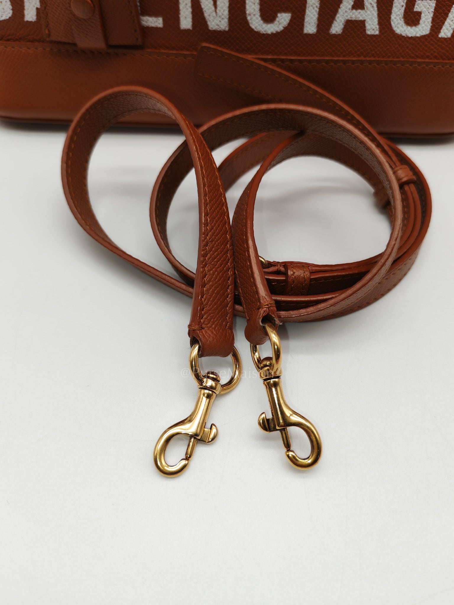 Balenciaga Ville Top Handle Bag in Brown Grained Calfskin Leather and Gold Hardware | Purse Maison Luxury Bags Shop