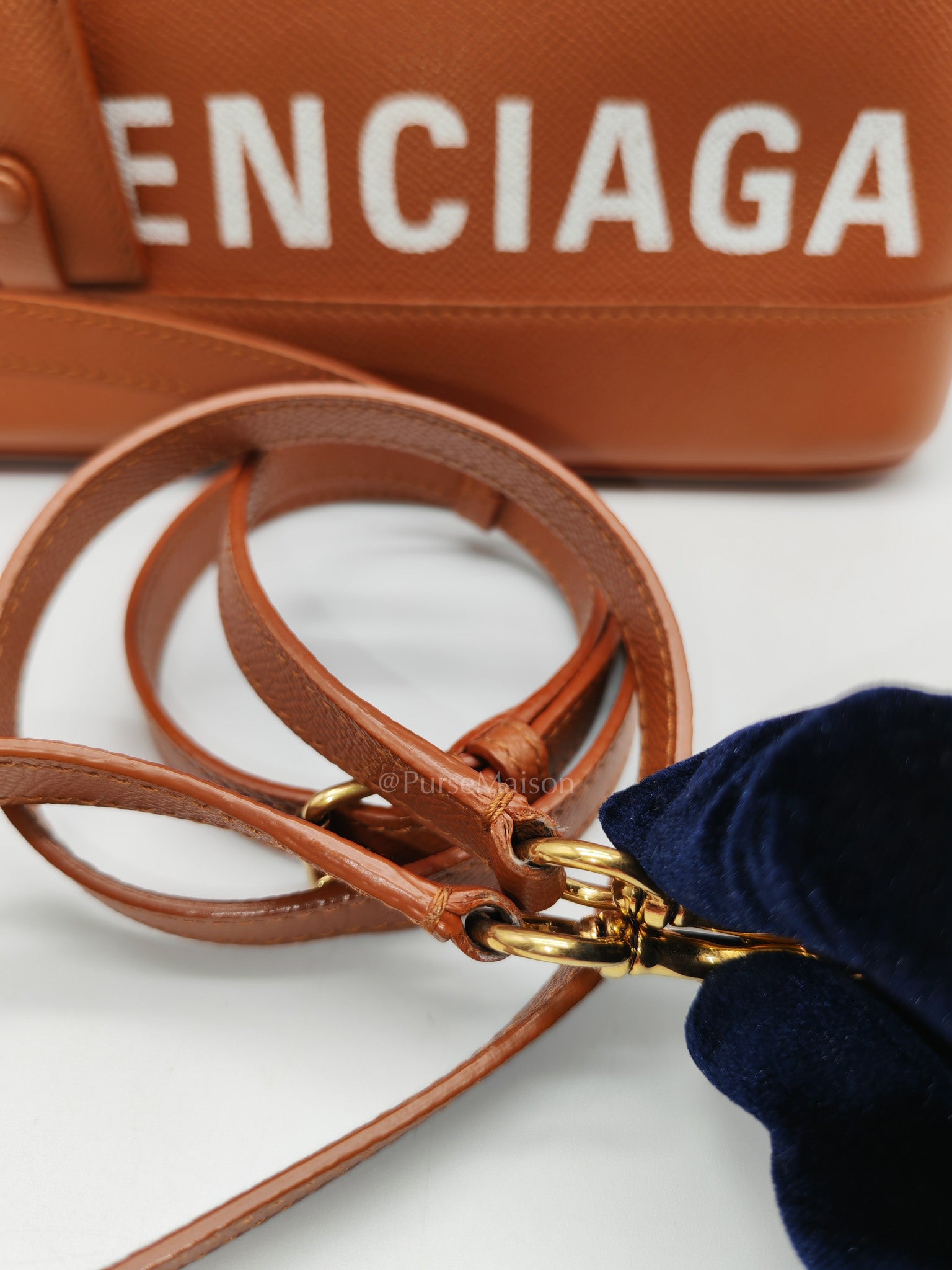 Balenciaga Ville Top Handle Bag in Brown Grained Calfskin Leather and Gold Hardware | Purse Maison Luxury Bags Shop