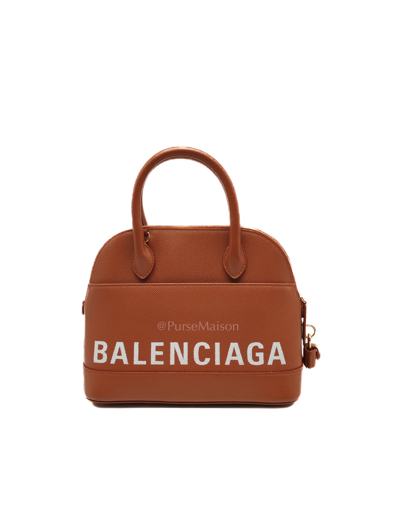 Balenciaga Ville Top Handle Bag in Brown Grained Calfskin Leather and Gold Hardware | Purse Maison Luxury Bags Shop
